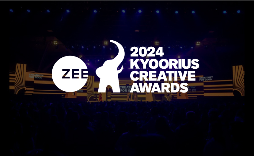 Logo of the 2024 Kyoorius Creative Awards featuring a stylized elephant and ZEE text on a dark background