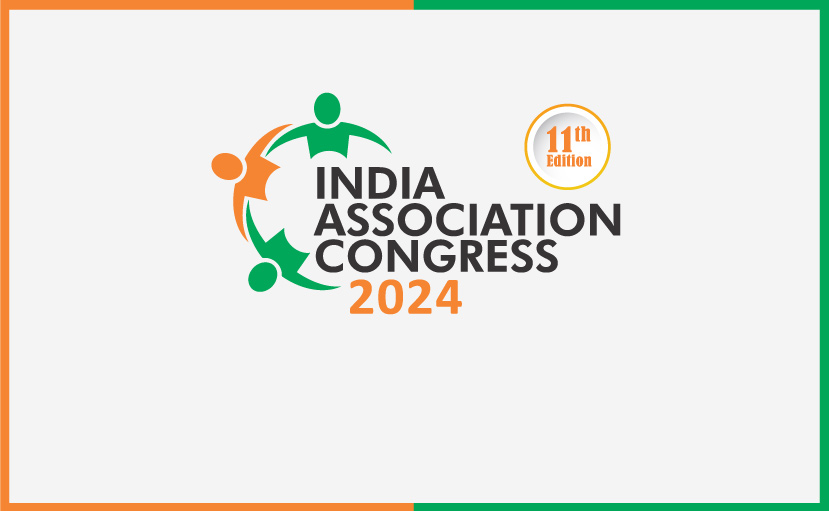 Logo for the India Association Congress 2024, 11th edition. It features three stylized human figures in green, orange, and teal, encircling the text.