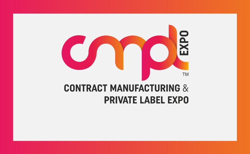 Logo for cmtp EXPO in pink and orange gradient, with text below reading CONTRACT MANUFACTURING & PRIVATE LABEL EXPO
